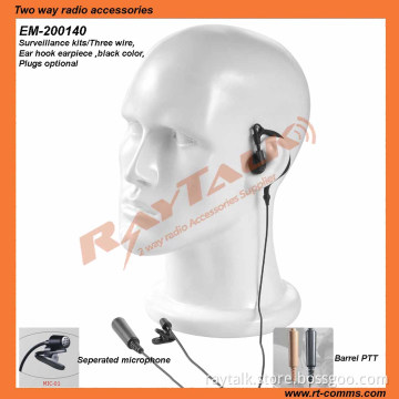 Two Way Radio Three Wire Earpiece Earhook With Microphone